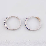 Hoop Earrings Half Channel Sapphires 25pts 1.85g / 1/2 in 18K White Gold