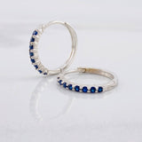 Hoop Earrings Half Channel Sapphires 25pts 1.85g / 1/2 in 18K White Gold