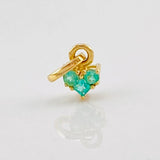 Dije Corazón Esmeralda 7pts 0.25g / 1/4 in Oro Amarillo 18K