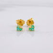 Stud Earrings Heart Emerald 14pts 0.75g / in / 3.4mm Yellow Gold 18K