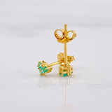 Stud Earrings Heart Emerald 14pts 0.75g / in / 3.4mm Yellow Gold 18K