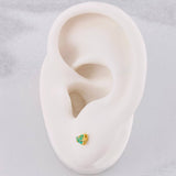 Stud Earrings Heart Emerald 14pts 0.75g / in / 3.4mm Yellow Gold 18K