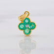 Dije Flor Esmeraldas 56pts Diamante 3pts 1.25g / 1/2 in Oro Amarillo 18K