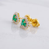 Topos Corazón Tupido Esmeraldas 21pts Diamantes 20pts 1.65g / in / 7.6mm Oro Amarillo 18K