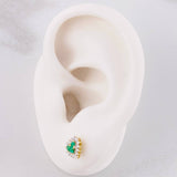Topos Corazón Tupido Esmeraldas 21pts Diamantes 20pts 1.65g / in / 7.6mm Oro Amarillo 18K