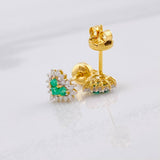 Topos Corazón Tupido Esmeraldas 21pts Diamantes 20pts 1.65g / in / 7.6mm Oro Amarillo 18K