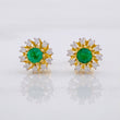 Stud Earrings Dense Flower Emerald 36pts Diamonds 24pts 2.1g / in / 8.8mm 18K Yellow Gold