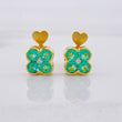 Stud Earrings Flower Emeralds 1.12pts Diamonds 6pts 3.4g / in / 8mm Yellow Gold 18K