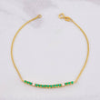 Cuban Links Bracelet Tennis Emeralds 26pts Diamonds 11pts 2.15g / 7 1/4 in / 2.4mm Yellow Gold 18K