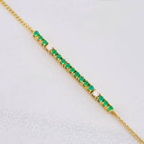 Cuban Links Bracelet Tennis Emeralds 26pts Diamonds 11pts 2.15g / 7 1/4 in / 2.4mm Yellow Gold 18K