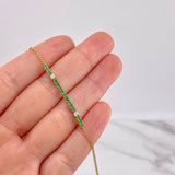 Cuban Links Bracelet Tennis Emeralds 26pts Diamonds 11pts 2.15g / 7 1/4 in / 2.4mm Yellow Gold 18K