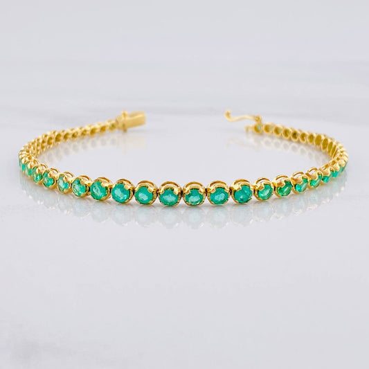 Pulso Tenis Esmeraldas 3.16qts 8.35g / 7 1/4 in / 3.8mm Oro Amarillo 18K