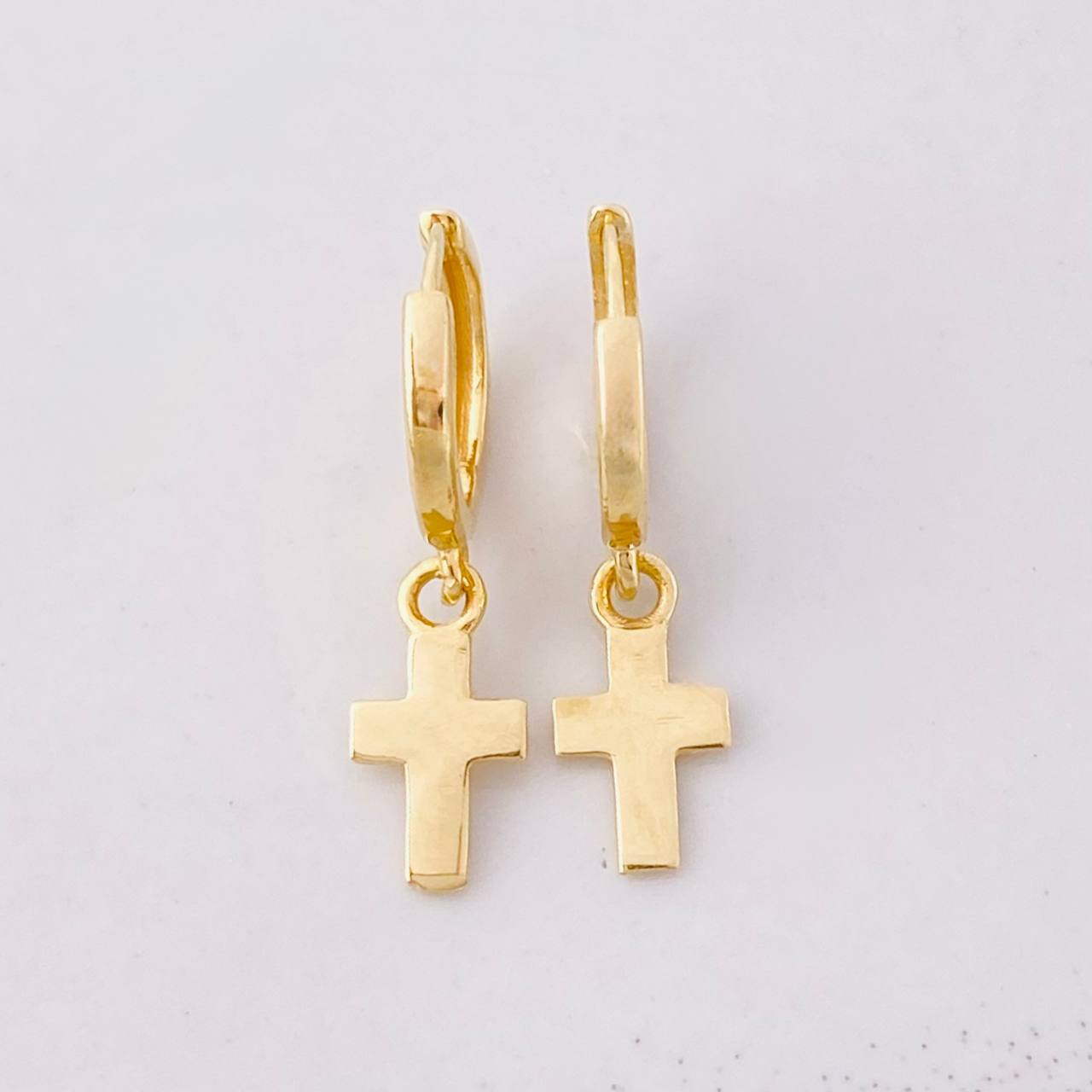 Candongas Cruz Colgante 1.6g / 3/4 in Oro Amarillo 18K