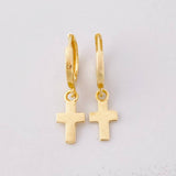Candongas Cruz Colgante 1.6g / 3/4 in Oro Amarillo 18K