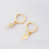 Candongas Cruz Colgante 1.6g / 3/4 in Oro Amarillo 18K