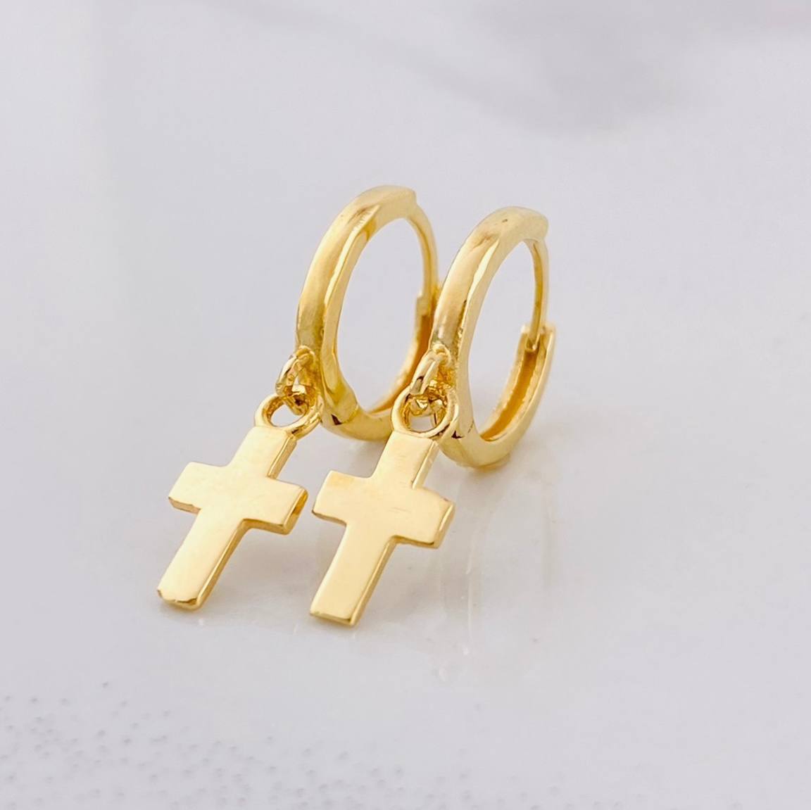 Candongas Cruz Colgante 1.6g / 3/4 in Oro Amarillo 18K