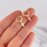 Candongas Cruz Colgante 1.6g / 3/4 in Oro Amarillo 18K