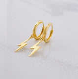 Hanging Lightning Hoop Earrings 1.45g / 1 in Yellow Gold 18K