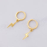 Hanging Lightning Hoop Earrings 1.45g / 1 in Yellow Gold 18K