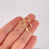 Hanging Lightning Hoop Earrings 1.45g / 1 in Yellow Gold 18K