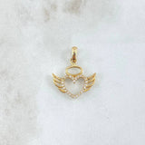 Dije Ángel Corazón Silueta 1.5gr / 2.2cm / Circones Blancos Oro Amarillo 18K