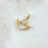Dije Ángel Corazón Silueta 1.6gr / 2.2cm / Circones Blancos Oro Amarillo 18K ©