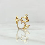 Dije Ángel Corazón Silueta 1.5gr / 2.2cm / Circones Blancos Oro Amarillo 18K