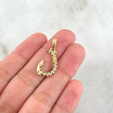 Dije Anzuelo 1.45gr / 2.8cm / Circones Blancos Negros Oro Amarillo 18K ©