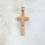 Dije Cruz Cristo Espiralizado 4.15gr / 3.7cm / Circones Blancos Oro Rosa 18K *