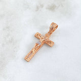 Dije Cruz Cristo Espiralizado 4.15gr / 3.7cm / Circones Blancos Oro Rosa 18K *
