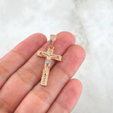 Dije Cruz Cristo Espiralizado 4.15gr / 3.7cm / Circones Blancos Oro Rosa 18K *