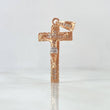 Dije Cruz Cristo Espiralizado 4.15gr / 3.7cm / Circones Blancos Oro Rosa 18K *