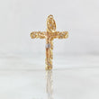 Dije Cruz Cristo Rayado Latino 2.2gr / 2.9cm / Circones Blancos Dos Oros Amarillo Rosa 18K *
