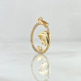 Pendant Virgin Mary Flowered Circle 1.05gr / 2.4cm / White Zirconia 18K Yellow Gold *