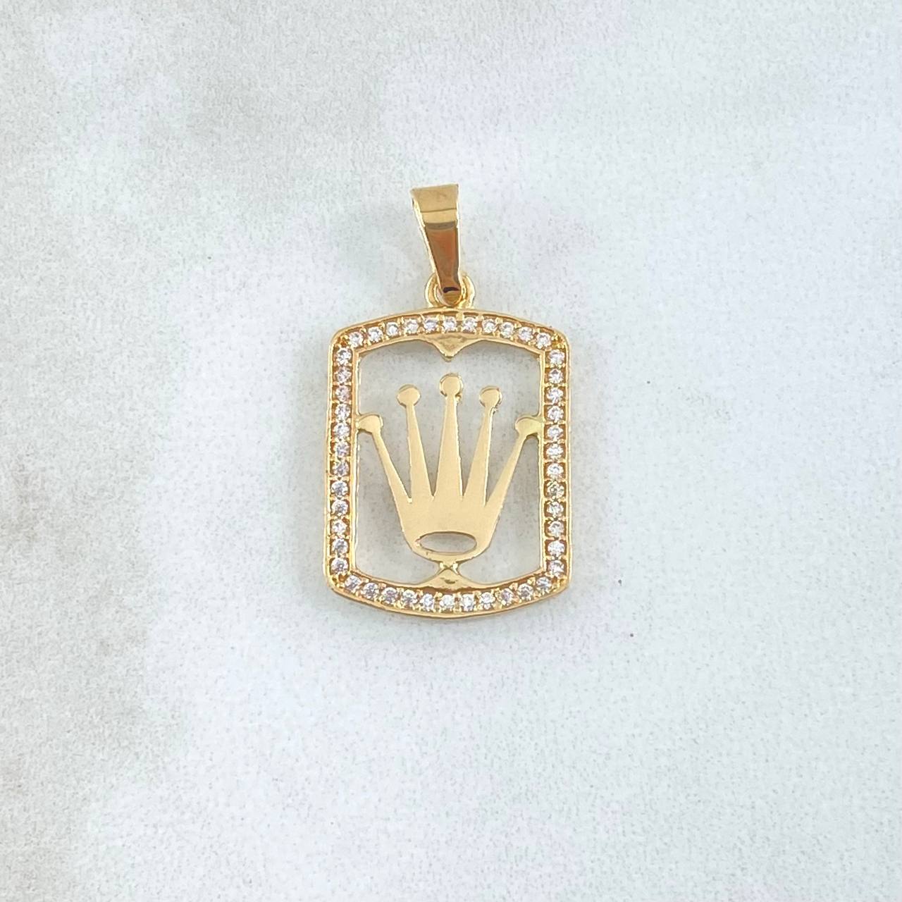 Dije Marco Rectangular Corona Rx 1.9gr / 2.8cm / Oro 18K