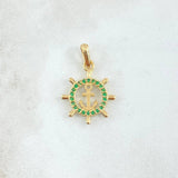 Dije Marco Timon Ancla Silueta 1.75gr / 2.6cm / Texturizado Cicones Verdes Oro Amarillo 18K *