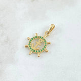 Dije Marco Timon Ancla Silueta 1.75gr / 2.6cm / Texturizado Cicones Verdes Oro Amarillo 18K *