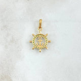 Dije Marco Timon Ancla Silueta 1.75gr / 2.6cm / Texturizado Cicones Verdes Oro Amarillo 18K *
