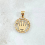 Dije Marco Circular Corona RX 4.65gr / 3cm / Circones Blancos Oro Amarillo 18K ©