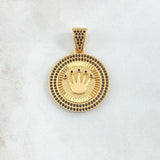 Dije Medalla Corona RX 7.15gr / 3.6cm / Circones Negros Oro Amarillo 18K ©