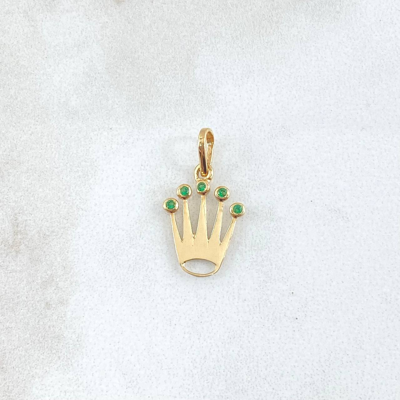 Pendant Crown Silhouette 0.7gr / 0.8in / Green Zircons 18K Gold ©