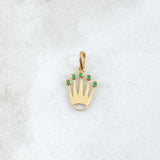 Pendant Crown Silhouette 0.7gr / 0.8in / Green Zircons 18K Gold ©