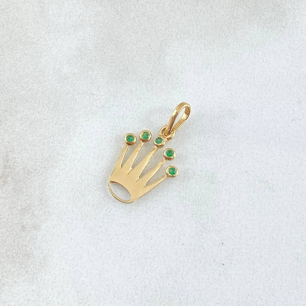 Pendant Crown Silhouette 0.7gr / 0.8in / Green Zircons 18K Gold ©