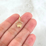 Pendant Crown Silhouette 0.75gr / 2cm (0.8in) / White Zircons 18K Yellow Gold ©