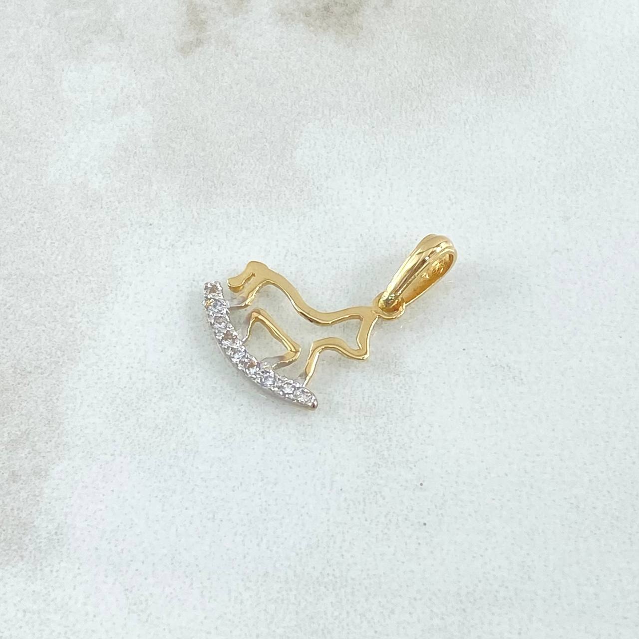 Pendant Dog Silhouette 0.85gr / 2cm / White Zircons 18K Yellow Gold ©