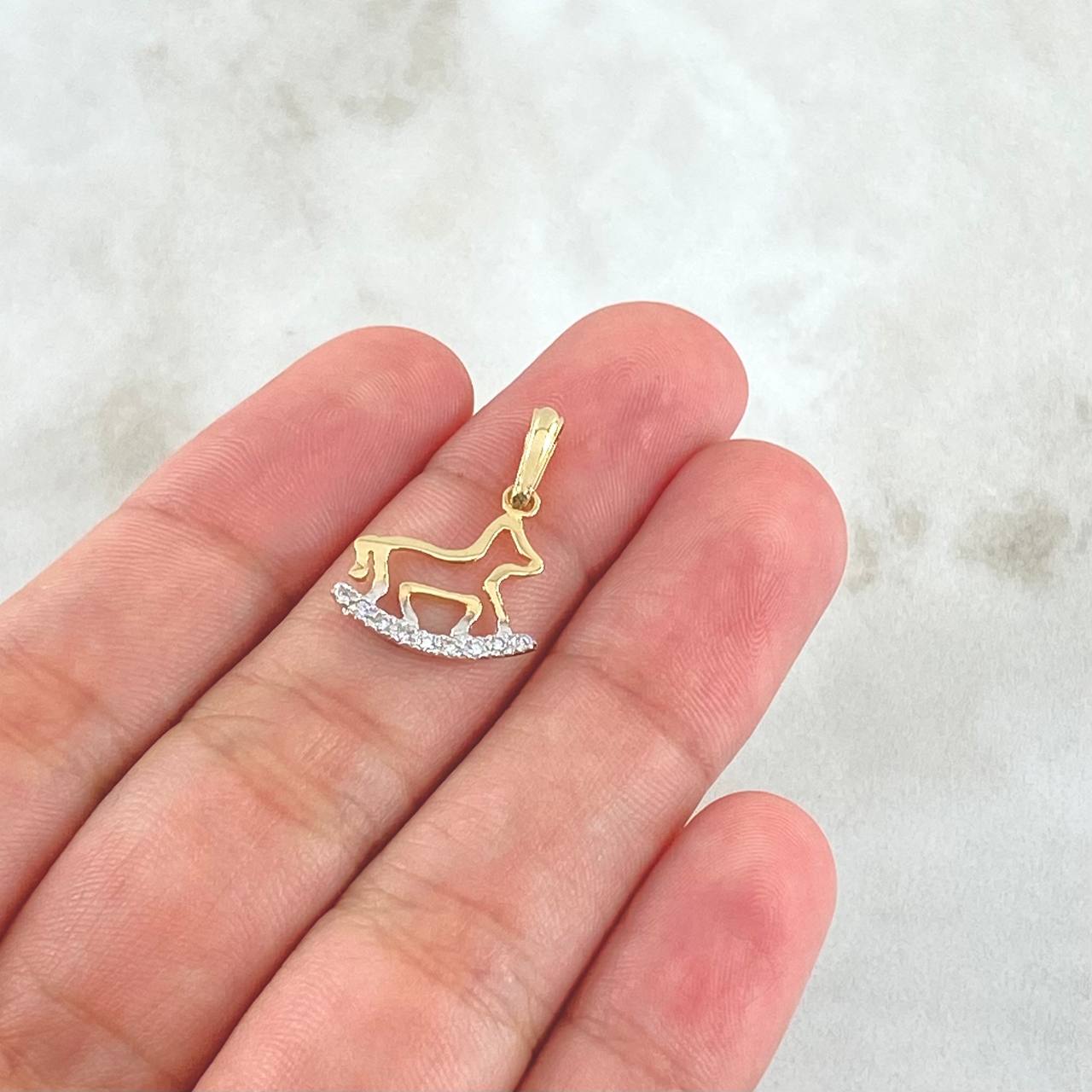 Pendant Dog Silhouette 0.85gr / 2cm / White Zircons 18K Yellow Gold ©