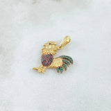 Pendant Rooster 2.25gr / 2.5cm / Orange and Green Zircons 18K Yellow Gold ©