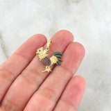 Pendant Rooster 2.25gr / 2.5cm / Orange and Green Zircons 18K Yellow Gold ©