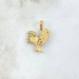 Pendant Rooster 2.25gr / 2.5cm / Orange and Green Zircons 18K Yellow Gold ©