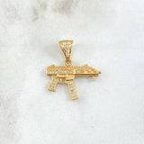 Dije Arma MP15 2.5gr / 2.4cm / Circones Blancos Oro Amarillo 18K ©